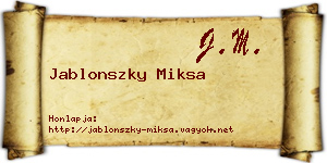 Jablonszky Miksa névjegykártya