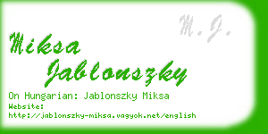miksa jablonszky business card